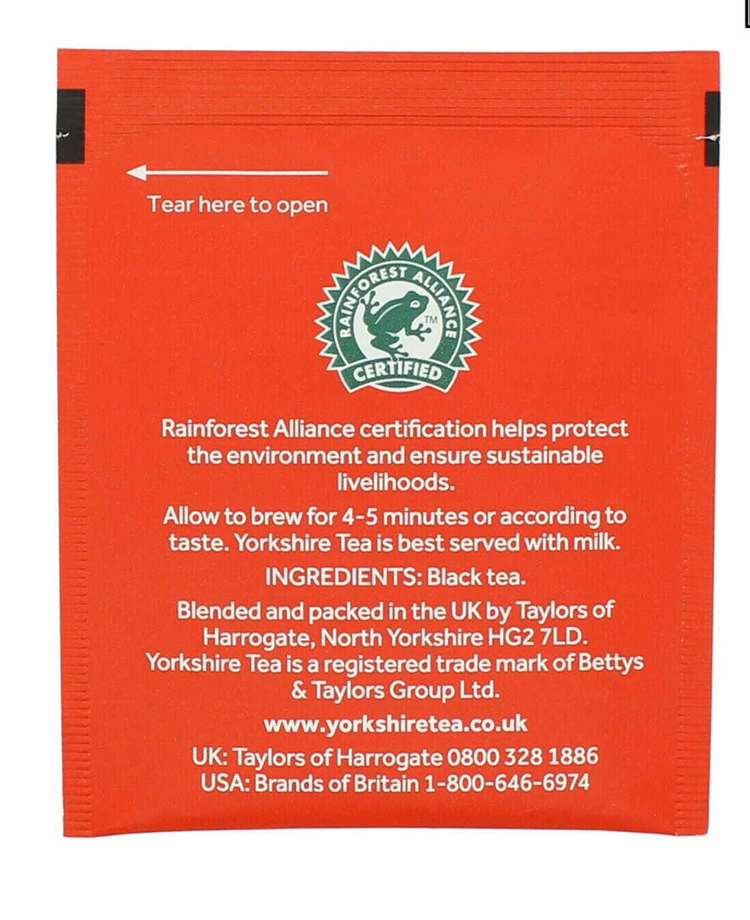 25 x YORKSHIRE Tea Bags SACHETS Individual ENVELOPED Tagged Bag 100% Classic