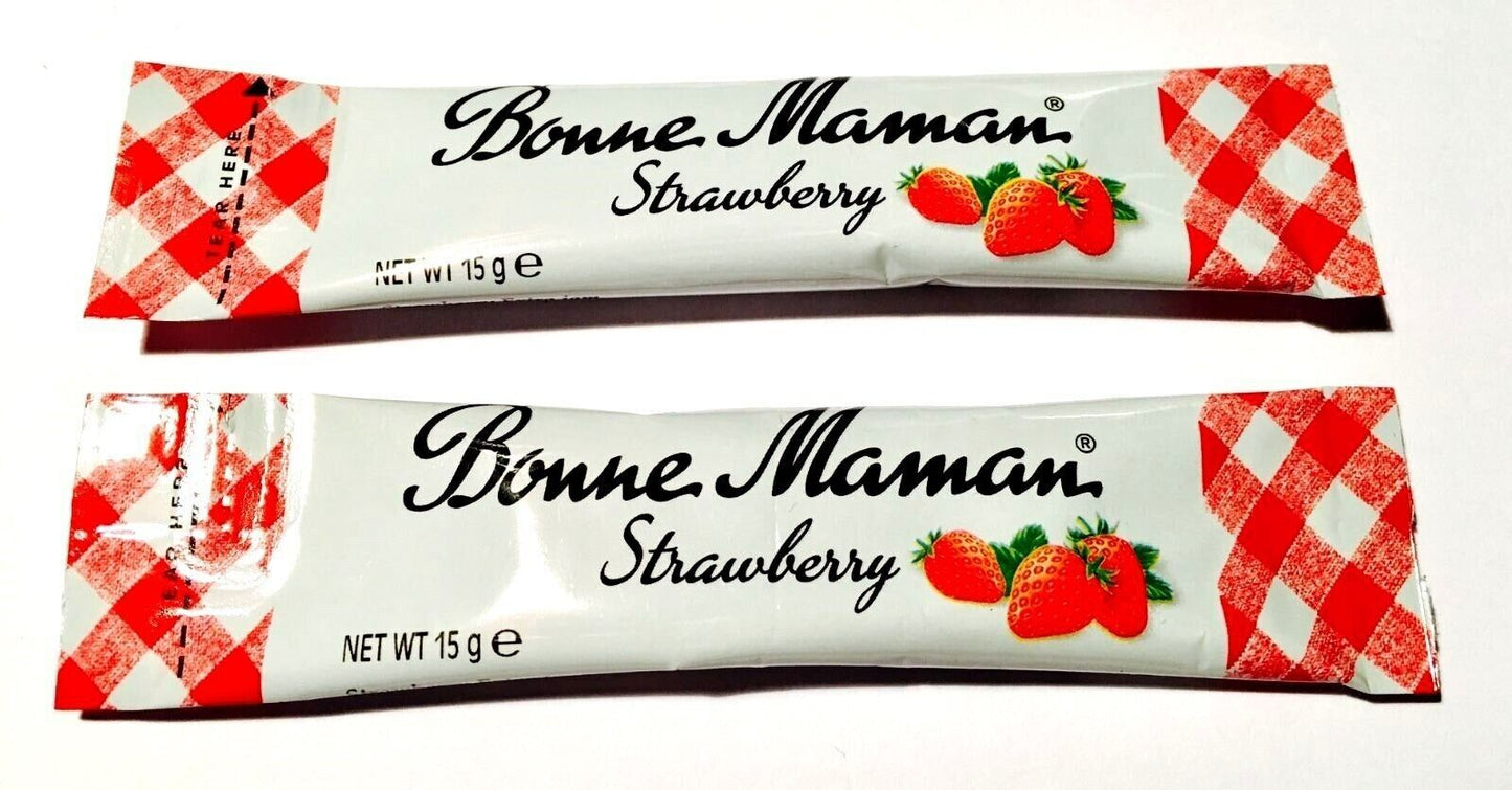 25 x Bonne Maman STRAWBERRY JAM 15g Portion SACHET Single Individual Stick