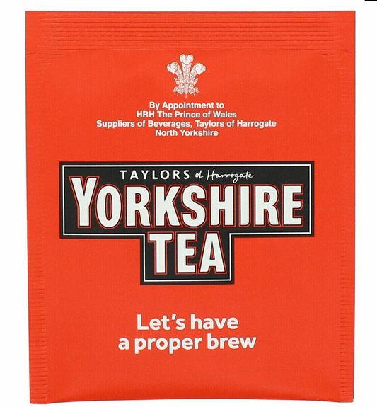 100  x YORKSHIRE Tea Bags SACHETS Individual ENVELOPED Tagged Bag 100% Classic