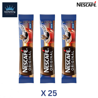25 x Nescafé Original decaff Decaffeinated sachets Sticks Instant Coffee Single