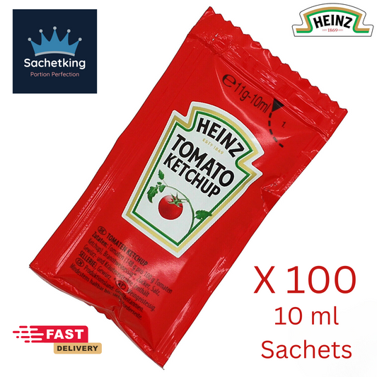 100 x Heinz Tomato Ketchup Sachets 10ml Individual Single Portion