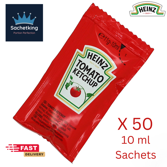 50 x Heinz Tomato Ketchup Sachets 10ml Individual Single Portion