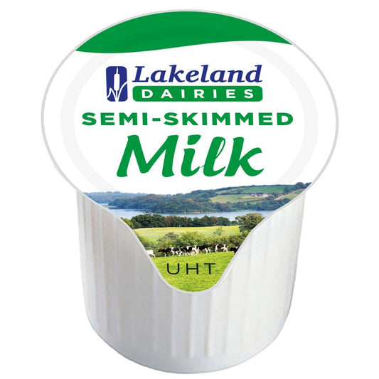 Lakeland Dairies UHT Semi Skimmed Milk Portion Pots Jiggers 12ml